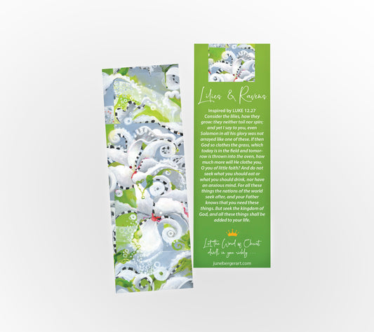 LILIES AND RAVENS  /  Bookmark / 2" x 6.5" / No Tassel / Rounded Corners
